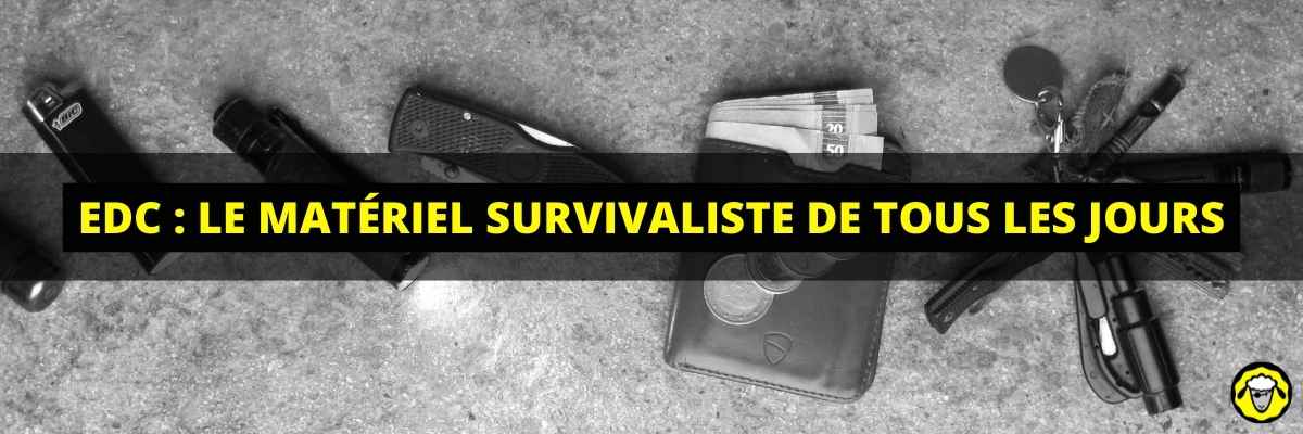 Materiel survivaliste : l'EDC (Every Day Carry), le fond de poche de tous les jours. Téléphone, porte-clé, portefeuille, lampe, briquet, cash, etc...
