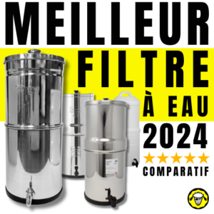 Comparatif des quatre meilleurs marques de filtre à eau, en 2024. Sur le podium: Pure-filters, Berkey, Doulton et Katadyn