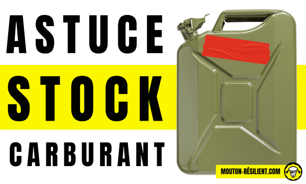astuce stock carburant - un jerrican vert avec un point d'interrogation, représentant des conseils pour un stockage sécurisé.