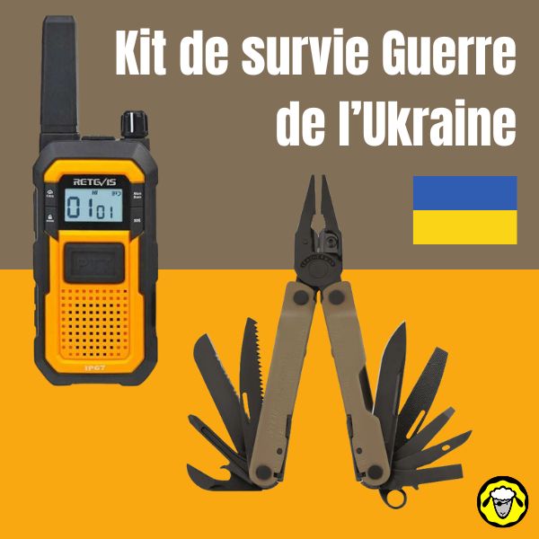 Kit de survie guerre de l'Ukraine. Multitool, radio PMR446 et drapeau ukraine