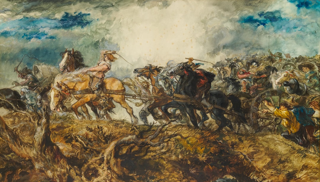Photo by Birmingham Museums Trust a painting of a group of men on horses