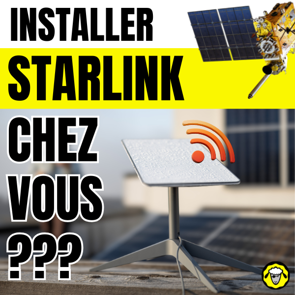installer-starlink-resilience-tuto Installation d’une antenne Starlink à domicile, avec visuel de l’antenne et icône de connexion sur un toit.