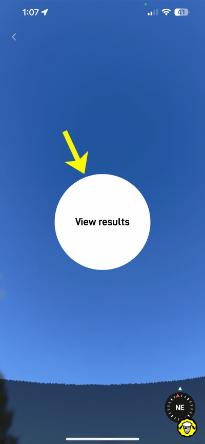resultats-scan-obstructions-starlink Bouton d’accès aux résultats du scan d’obstructions après l’analyse complète du ciel.