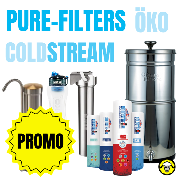 Code promo pour acheter un filtre à eau. Que ce soit un filtre à gravité Pure Filters, des cartouches de rechange FTO PLUS, des gourdes öko, des filtres sous évier, etc. Tout pour la purification de l'eau.