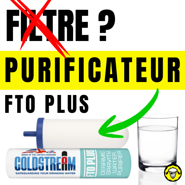 FTO_PLUS_Coldstream_Purificateur_Eau_Gravite Cartouche Coldstream FTO Plus pour filtre à eau par gravité, présentée comme un purificateur capable de retenir les virus, bactéries et autres contaminants de l’eau potable.