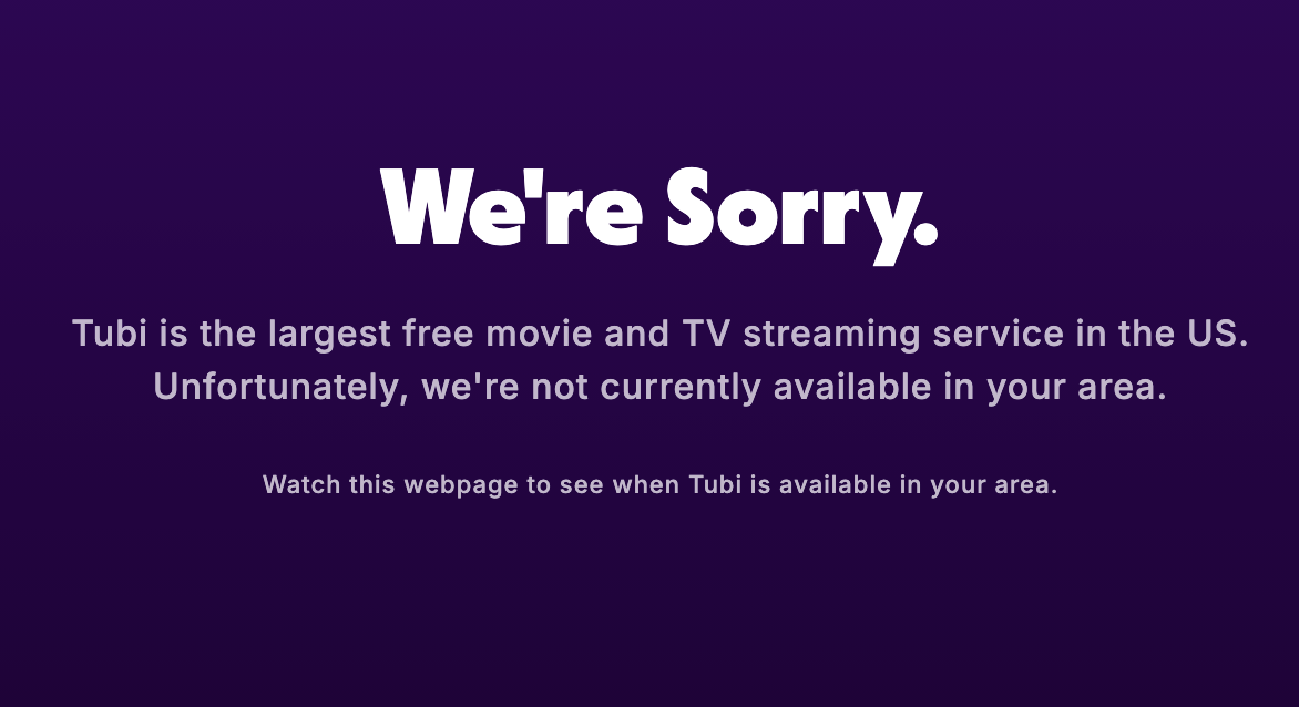 we're sorry tubi